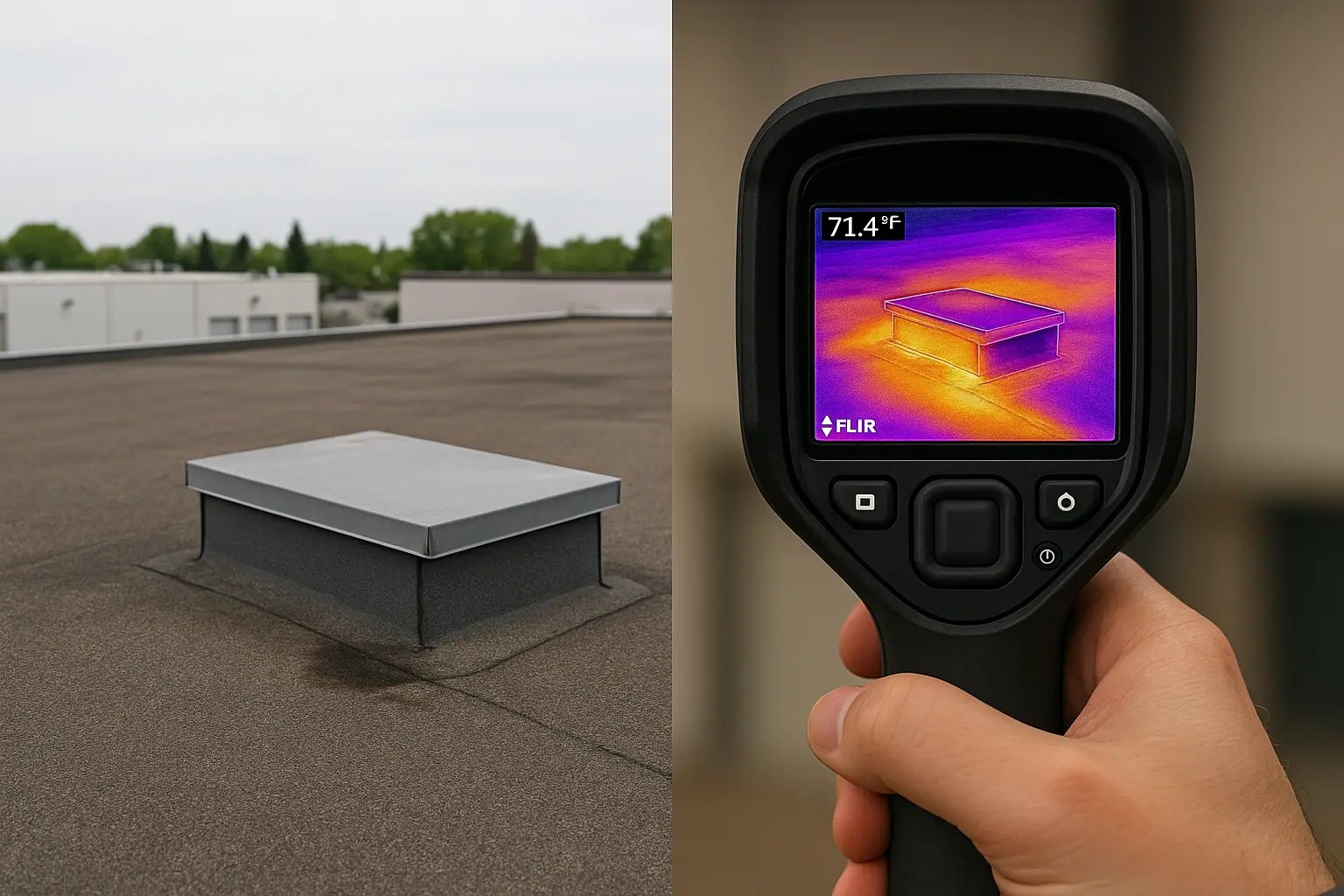 Commercial flat roof moisture inspection